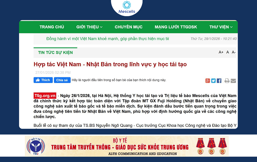 Bộ y tế - Hợp tác Việt Nam - Nhật Bản trong lĩnh vực y học tái tạo