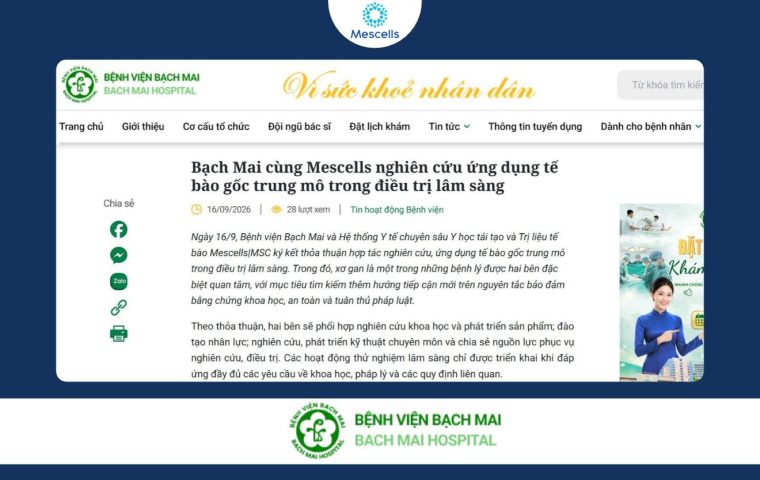 Bạch Mai cùng Mescells nghiên cứu ứng dụng tế bào gốc trung mô trong điều trị lâm sàng