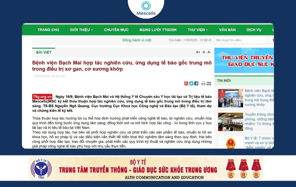 Bộ y tế đưa tien Mescells ký hợp tác với BV Bạch Mai