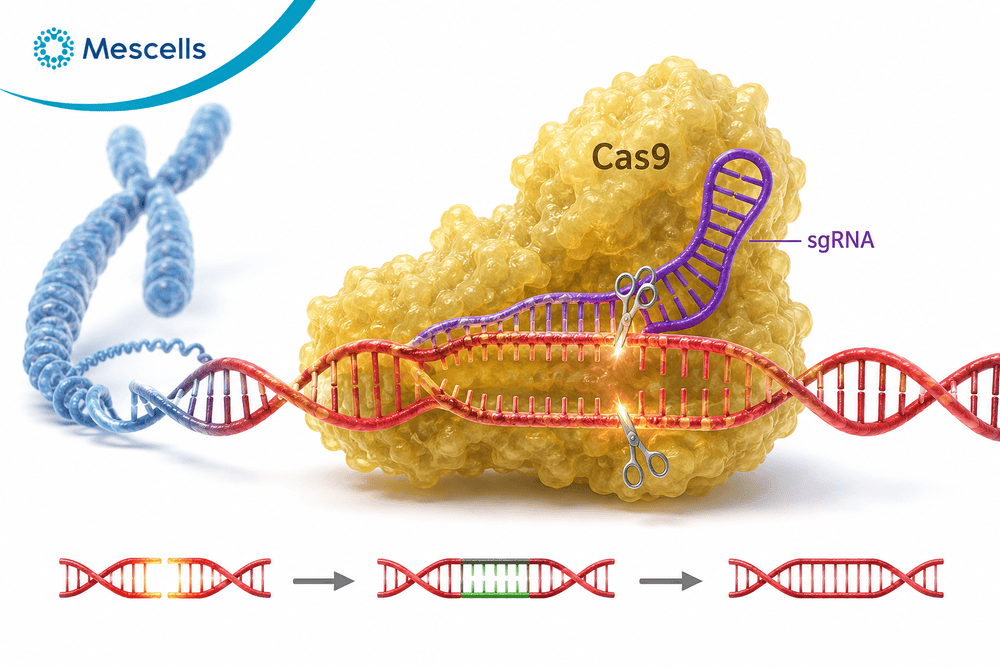 Công nghệ chỉnh sửa gen CRISPR-Cas9 cắt đứt chuỗi DNA đích trên nhiễm sắc thể để loại bỏ đột biến