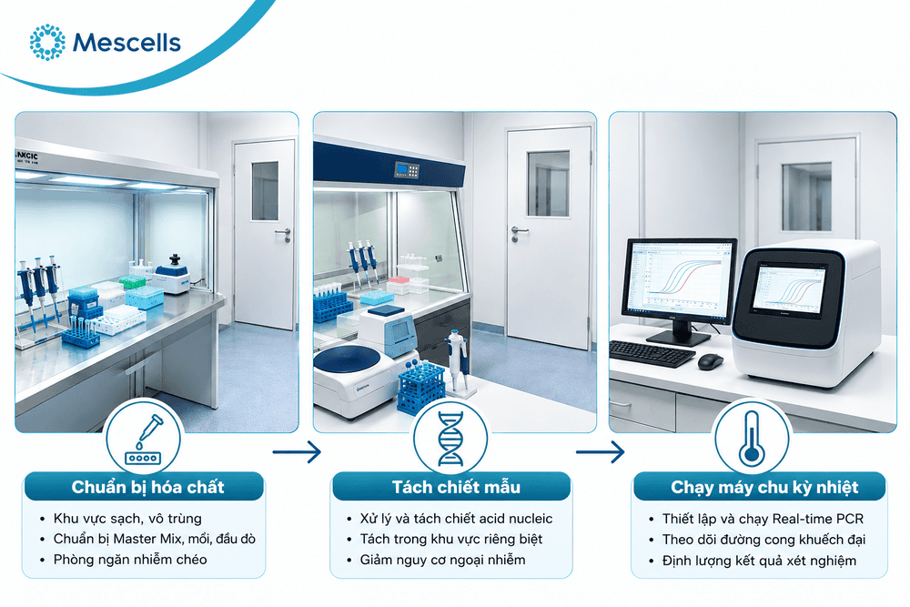 Phòng xét nghiệm PCR một chiều đạt chuẩn vô trùng nghiêm ngặt để tránh ngoại nhiễm
